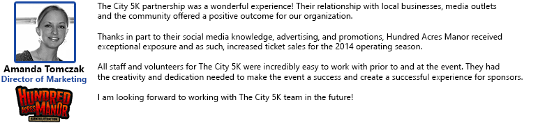 The City 5K Sponsor - Hundred Acres Manor